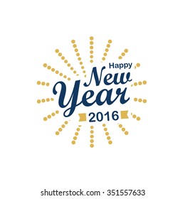 Happy New 2016 Year with Firework Salute Burst,Vector illustration
