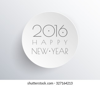 Happy new 2016 year. Greetings card. minimal white design. Vector illustration.