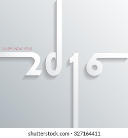 Happy new 2016 year. Greetings card. minimal white design. Vector illustration.