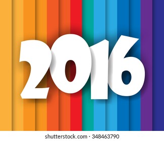 Happy new 2016 year. Greetings card. Colorful design. Vector illustration