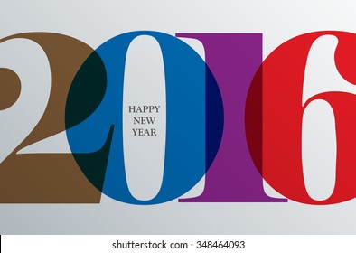 Happy new 2016 year. Greetings card. Colorful design. Vector illustration