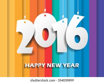 Happy new 2016 year. Greetings card. Colorful design. Vector illustration