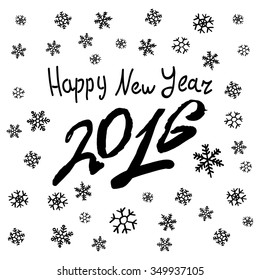 Happy New 2016 Year. Holiday Vector Illustration With Lettering Composition with burst art