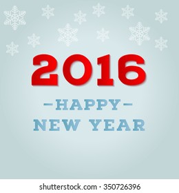 Happy New 2016 Year. Holiday greeting card with lettering composition. Carved paper style. EPS 10 vector illustration