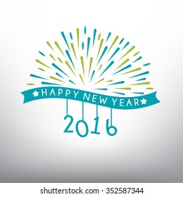 Happy New 2016 Year. Holiday Vector Illustration  with burst and Fireworks