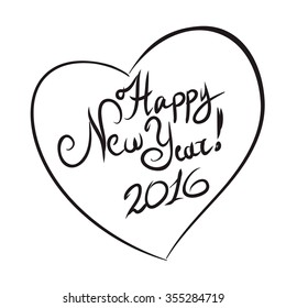 Happy New 2016 Year. Holiday Vector Illustration With handmade Lettering Composition. EPS-8