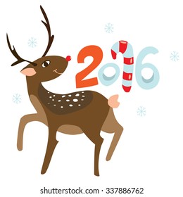 Happy New 2016 year poster template. Stylish greeting card background. Decorative holiday backdrop. New Years invitation with happy. Vector Christmas design