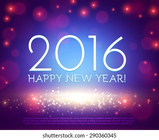 Happy new 2016 year. Seasons greetings, colorful shining design. Vector illustration