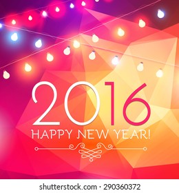 Happy new 2016 year. Seasons greetings, colorful shining design. Vector illustration