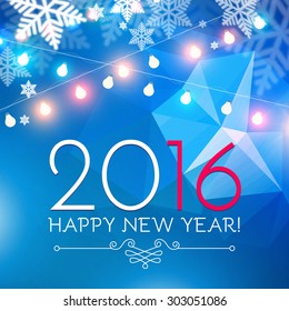 Happy new 2016 year. Seasons greetings, colorful shining design. Vector illustration