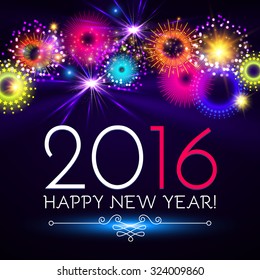 Happy new 2016 year. Seasons greetings, colorful shining design. Vector illustration