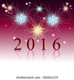 Happy New 2016 Year. Seasons greetings, colorful fireworks design. Vector illustrator