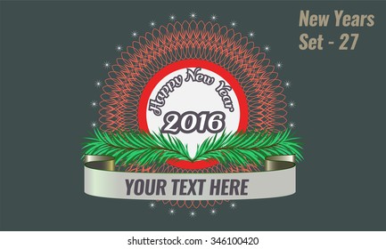 Happy New 2016 Year them concept ornament for your poster card brochure. Vector illustration