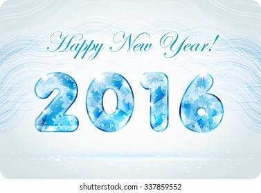 Happy New 2016 Year. This frosty holiday ice figures with patterns. Eps 10. 