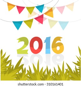 Happy new 2016 year, vector card, white background