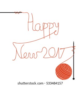 Happy New 2017 vector illustration. Concept Happy New 2017 made of wool. 