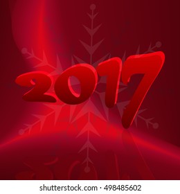 Happy New 2017 Year. Abstract Vector holiday illustration with sign 2017 on a red abstract background. Sign 2017 New Year. Vector illustration.