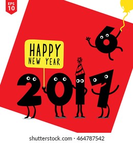 Happy New 2017 Year Design Template Illustration Greeting Card