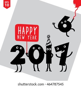 Happy New 2017 Year Design Template Illustration Greeting Card