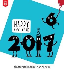 Happy New 2017 Year Design Template Illustration Greeting Card