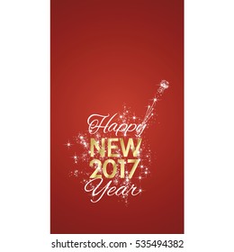 Happy New 2017 Year firework gold white red vector