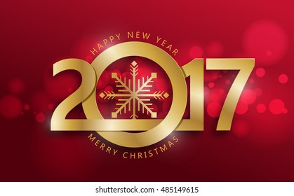 Happy New 2017 Year greeting card. Vector illustration.Wallpaper.