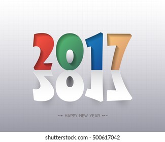 Happy new 2017 year. Greetings card. Colorful design. Vector illustration