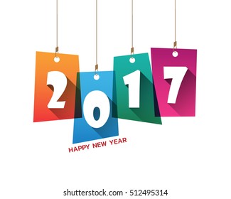 Happy new 2017 year. Greetings card. Colorful design. Vector illustration