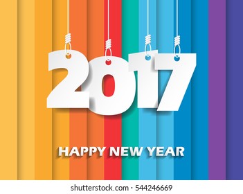 Happy new 2017 year. Greetings card. Colorful design. Vector illustration