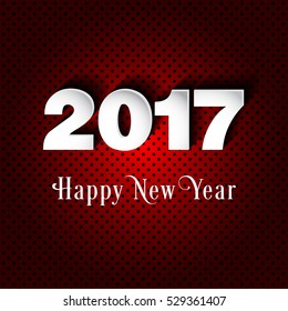 Happy New 2017 Year. Holiday Vector Illustration With Red Background