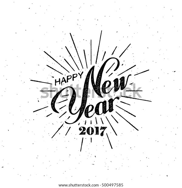 Happy New 2017 Year. Holiday Vector Illustration With Lettering Composition with burst