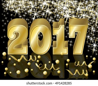 Happy New 2017 Year and Merry Christmas greeting card, vector illustration
