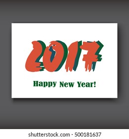 Happy New 2017 Year, modern design on white background, year 2017 in brush stroke pattern vector illustration