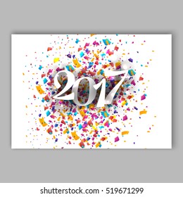 Happy New 2017 Year Party Invitation with confetti