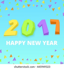 Happy New 2017 Year poster. Vector, eps 10.
