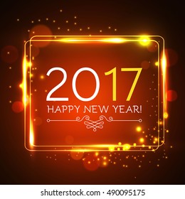 Happy New 2017 Year. Seasons Greetings with Gift Box. Vector illustration
