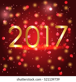 Happy New 2017 Year. Vector holiday illustration of glowing 