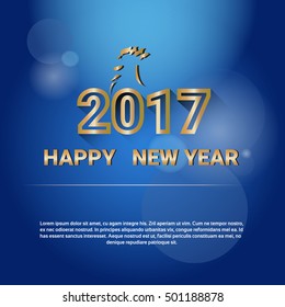 Happy New 2017 Year Web Banner Flat Vector Illustration
