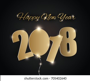 Happy New 2018 . Figures 3D paper snow isolated on a dark background.