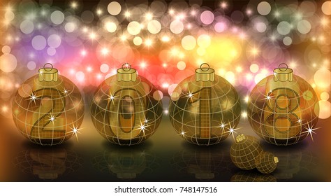 Happy New 2018 golden year banner,vector illustration