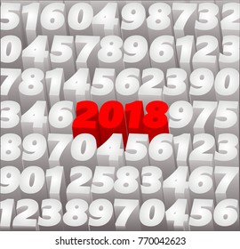 Happy new 2018 year 3D background, vector illustration