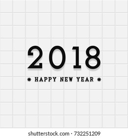 Happy new 2018 year background. Tile minimalistic design. 