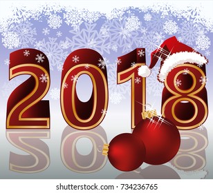 Happy New 2018 Year background, vector illustration