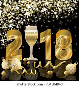 Happy New 2018 Year card, vector illustration