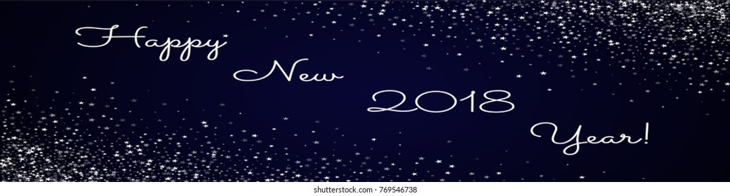 Happy New 2018 Year greeting card. Amazing falling stars background. Amazing falling stars on deep blue background. Excellent vector illustration.