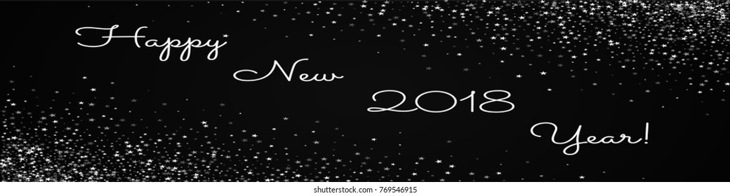 Happy New 2018 Year greeting card. Amazing falling stars background. Amazing falling stars on black background. Excellent vector illustration.
