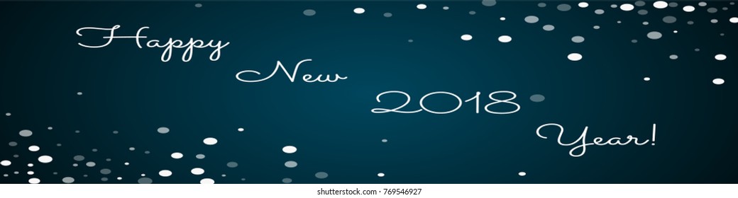 Happy New 2018 Year greeting card. Falling white dots background. Falling white dots on blue background. Excellent vector illustration.