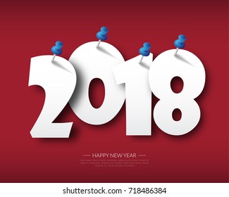 Happy new 2018 year. Greetings card. Colorful design. Vector illustration