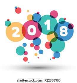 Happy new 2018 year. Greetings card. Colorful design. Vector illustration