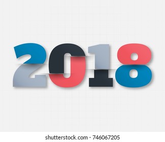 Happy new 2018 year. Greetings card. Colorful design. Vector illustration